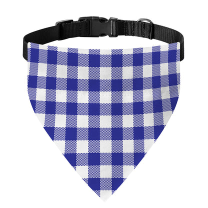 Indigo Blue And White Gingham Print Over The Collar Dog Bandana