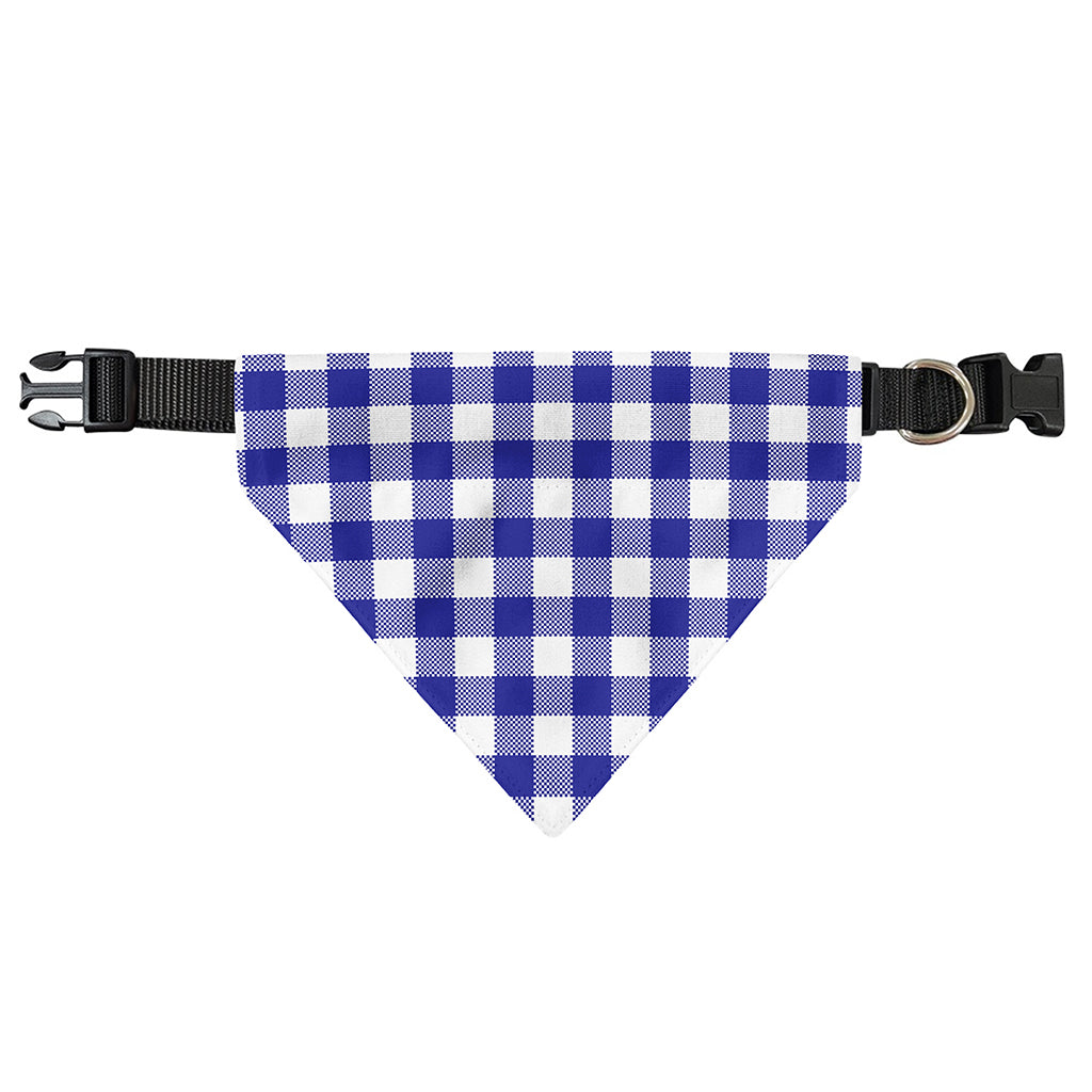 Indigo Blue And White Gingham Print Over The Collar Dog Bandana