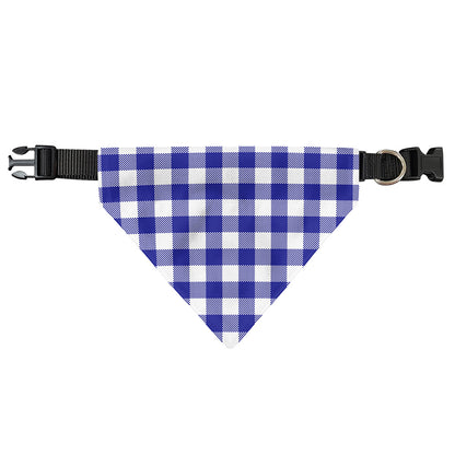 Indigo Blue And White Gingham Print Over The Collar Dog Bandana
