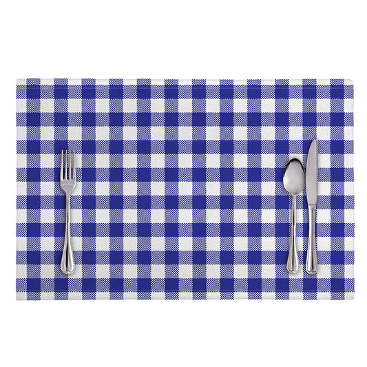 Indigo Blue And White Gingham Print Placemat
