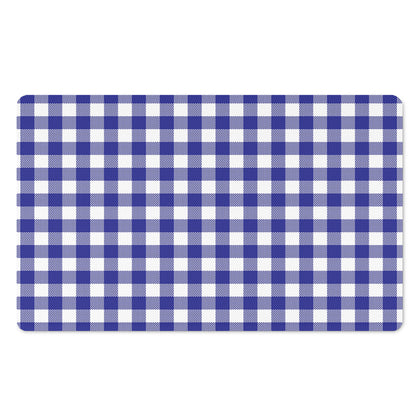 Indigo Blue And White Gingham Print Polyester Doormat