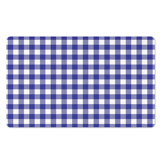 Indigo Blue And White Gingham Print Polyester Doormat