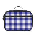 Indigo Blue And White Gingham Print Portable Lunch Bag