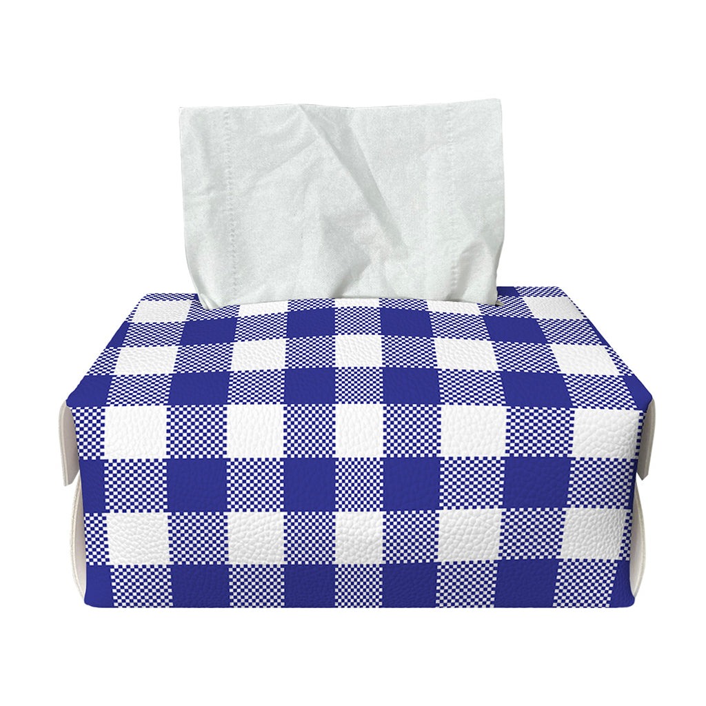 Indigo Blue And White Gingham Print Rectangle Tissue Box Cover