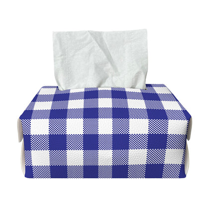 Indigo Blue And White Gingham Print Rectangle Tissue Box Cover