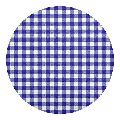 Indigo Blue And White Gingham Print Round Blanket