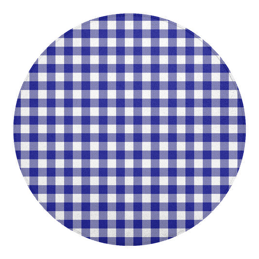 Indigo Blue And White Gingham Print Round Blanket