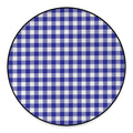 Indigo Blue And White Gingham Print Round Floor Mat