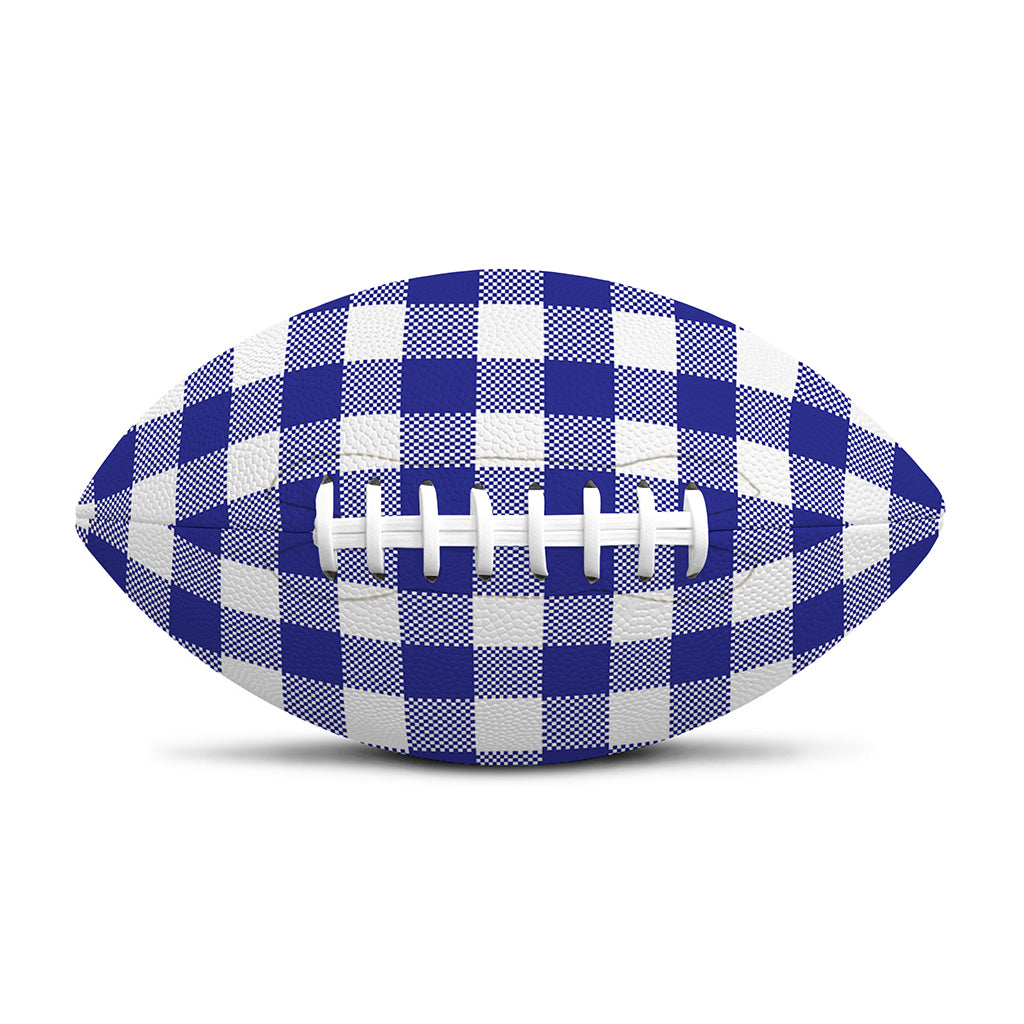 Indigo Blue And White Gingham Print Rugby Ball