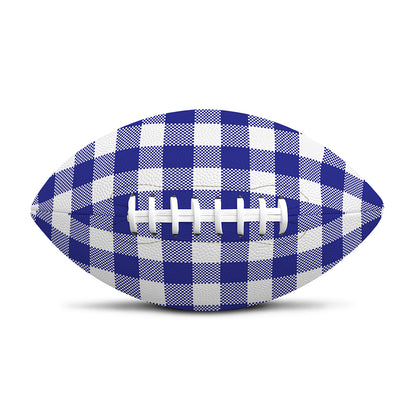 Indigo Blue And White Gingham Print Rugby Ball