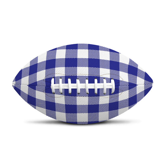Indigo Blue And White Gingham Print Rugby Ball
