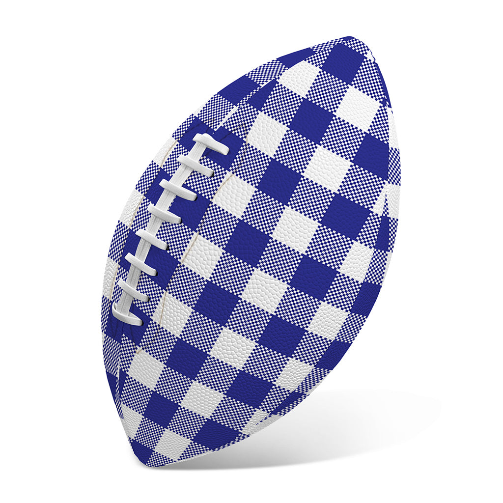 Indigo Blue And White Gingham Print Rugby Ball