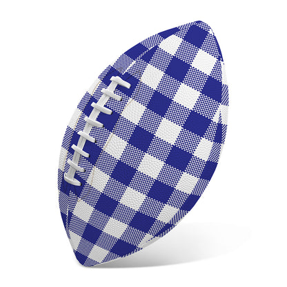 Indigo Blue And White Gingham Print Rugby Ball