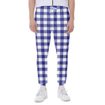 Indigo Blue And White Gingham Print Scuba Joggers
