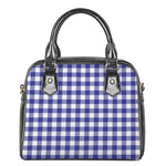 Indigo Blue And White Gingham Print Shoulder Handbag