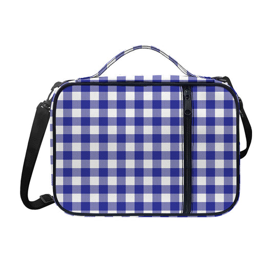 Indigo Blue And White Gingham Print Shoulder Strap Bible Bag