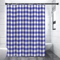 Indigo Blue And White Gingham Print Shower Curtain
