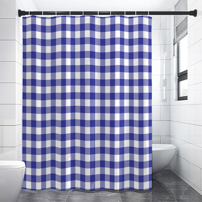 Indigo Blue And White Gingham Print Shower Curtain