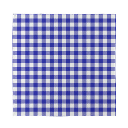 Indigo Blue And White Gingham Print Silk Bandana
