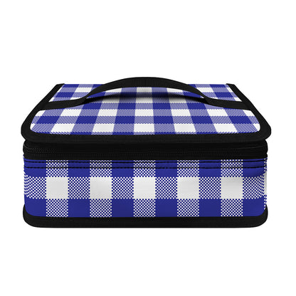 Indigo Blue And White Gingham Print Small Lunch Bag