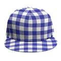 Indigo Blue And White Gingham Print Snapback Cap