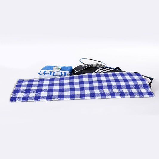 Indigo Blue And White Gingham Print Sports Towel