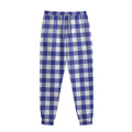 Indigo Blue And White Gingham Print Sweatpants