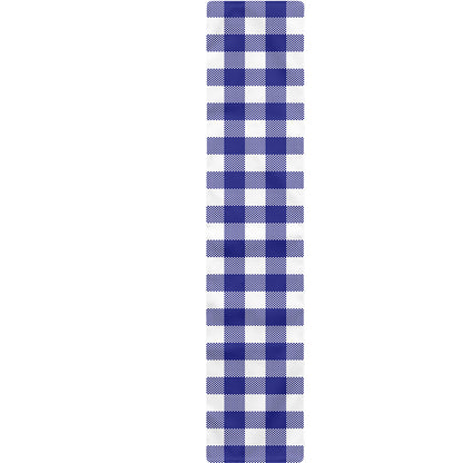 Indigo Blue And White Gingham Print Table Runner