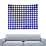 Indigo Blue And White Gingham Print Tapestry