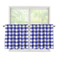 Indigo Blue And White Gingham Print Tier Curtains