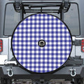Indigo Blue And White Gingham Print Tire Cover With Camera Hole