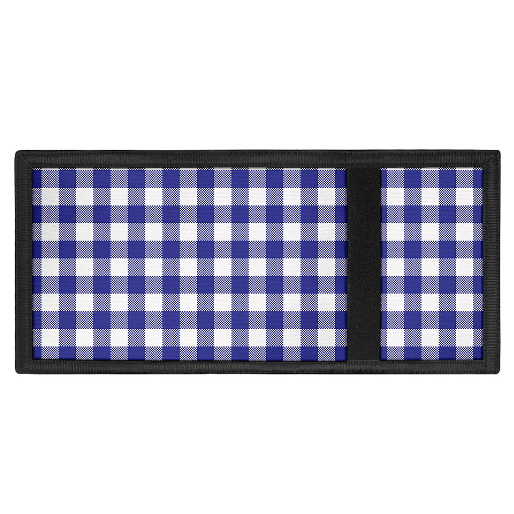 Indigo Blue And White Gingham Print Trifold Wallet
