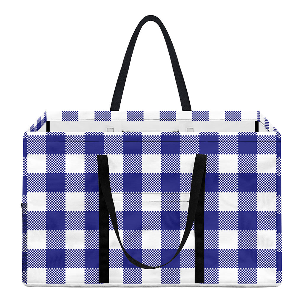 Indigo Blue And White Gingham Print Utility Tote Bag