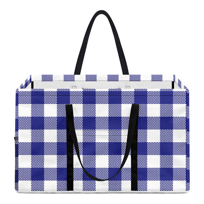 Indigo Blue And White Gingham Print Utility Tote Bag