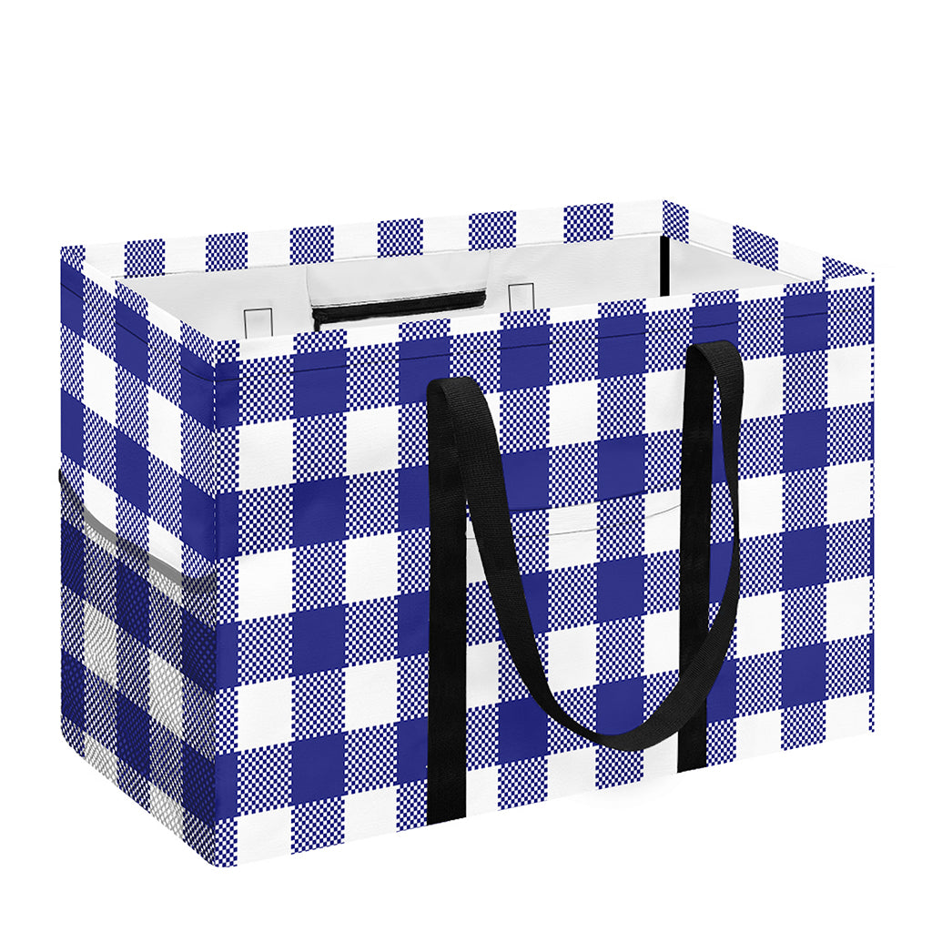 Indigo Blue And White Gingham Print Utility Tote Bag