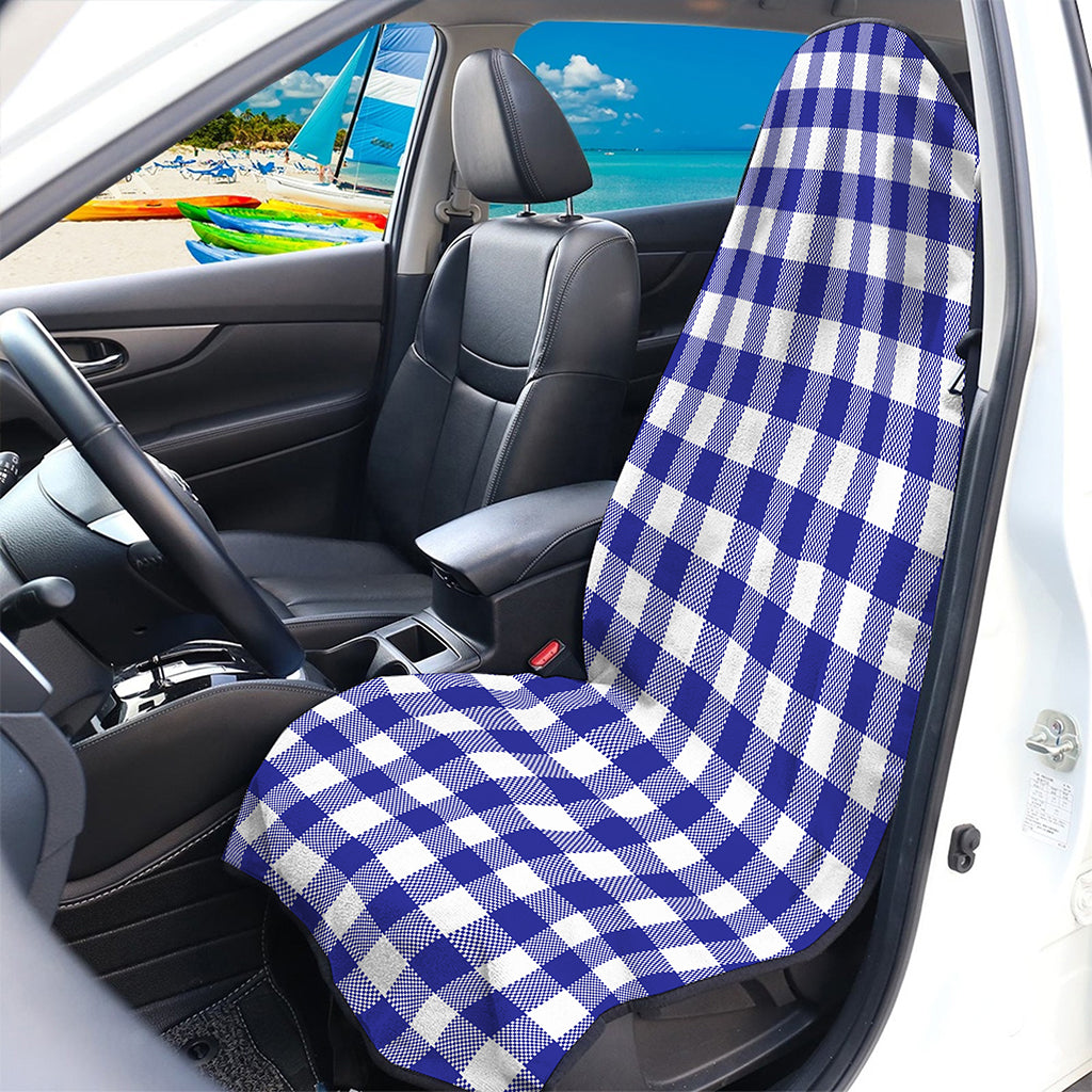 Indigo Blue And White Gingham Print Waterproof Car Seat Cover