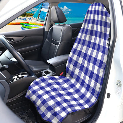 Indigo Blue And White Gingham Print Waterproof Car Seat Cover