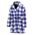 Indigo Blue And White Gingham Print Women's Bathrobe