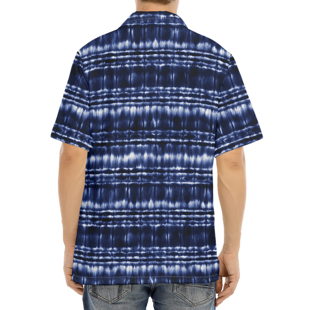 Indigo Dye Shibori Print Aloha Shirt