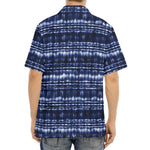 Indigo Dye Shibori Print Aloha Shirt