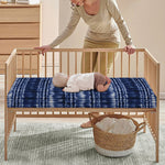 Indigo Dye Shibori Print Baby Crib Sheet