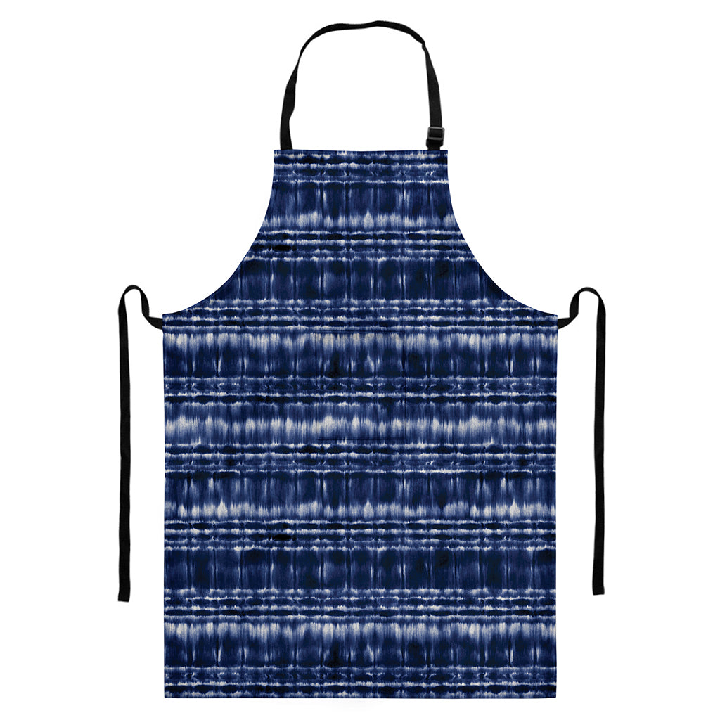 Indigo Dye Shibori Print Bib Apron With Pocket