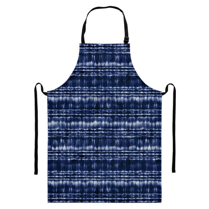 Indigo Dye Shibori Print Bib Apron With Pocket