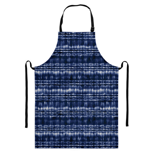Indigo Dye Shibori Print Bib Apron With Pocket