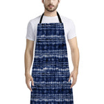 Indigo Dye Shibori Print Bib Apron With Pocket