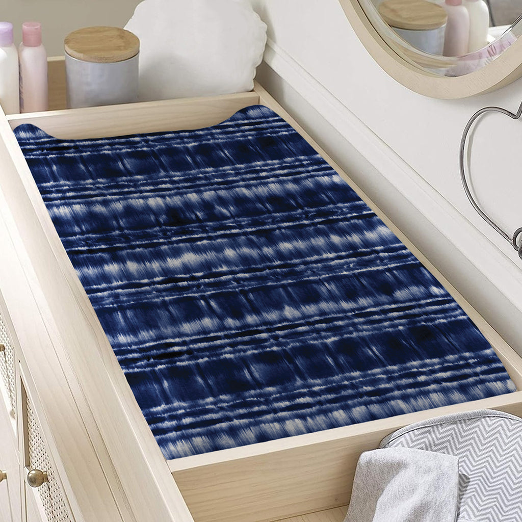 Indigo Dye Shibori Print Changing Pad Cover