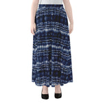 Indigo Dye Shibori Print Chiffon Maxi Skirt