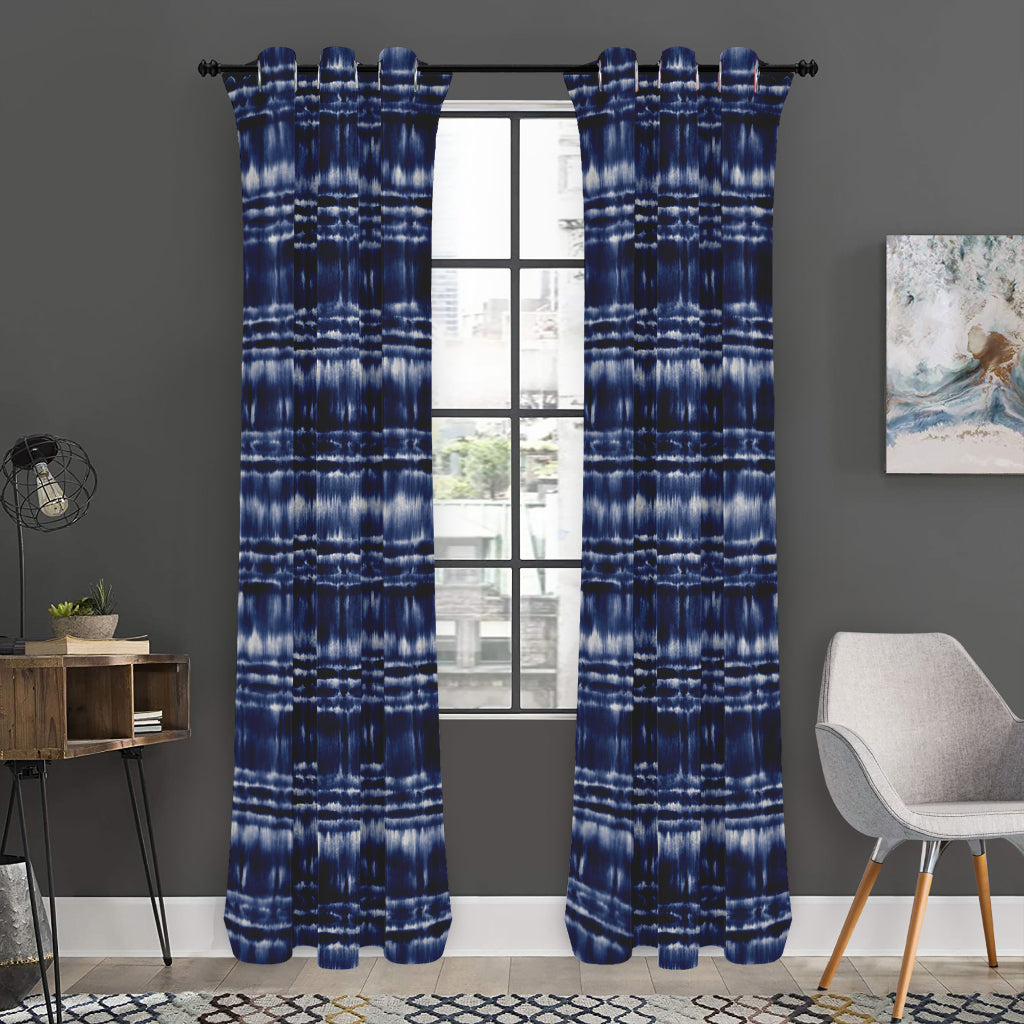 Indigo Dye Shibori Print Curtain