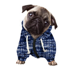 Indigo Dye Shibori Print Dog Zip Up Hoodie