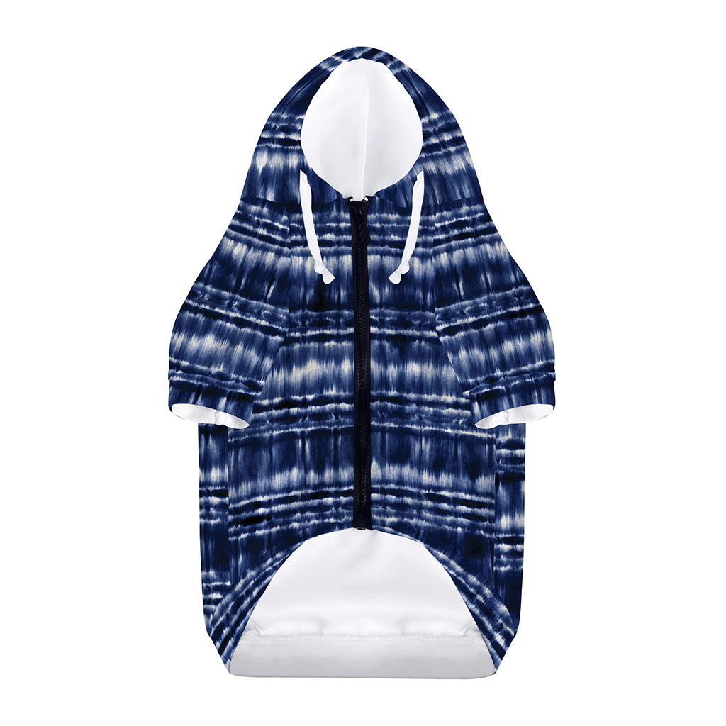 Indigo Dye Shibori Print Dog Zip Up Hoodie